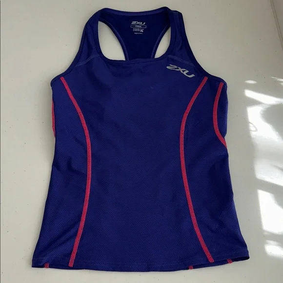NWT 2XU Women's Blue Sports Bra with Pink Accents Size X Small. - Picture 10 of 13